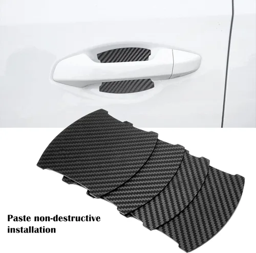 Miniatura 4 de kingsea 4 protectores de arañazos para manija de puerta de automóvil, textura magnética extraíble de fibra de carbono 3D, textura de fibra