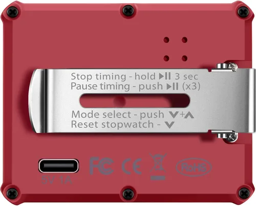 Miniatura 6 de Temporizador de intervalo digital, cronómetro con luz de fondo, reloj recargable USB-C, rojo