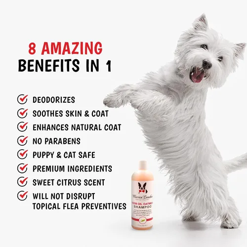 Miniatura 3 de Warren London Champú para perros con aceite de neem con harina de avena, fórmula hipoalergénica, hidratante y para aliviar la picazón, suave