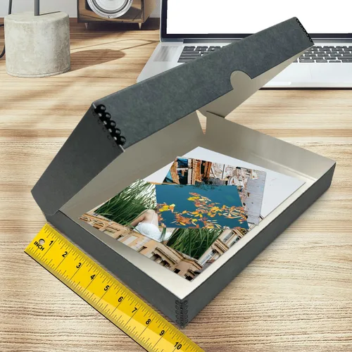 Miniatura 3 de Golden State Art, Archival - Caja de almacenamiento de 9 x 12 pulgadas, diseño de concha con borde de metal, conserva y almacena fotos, documentos