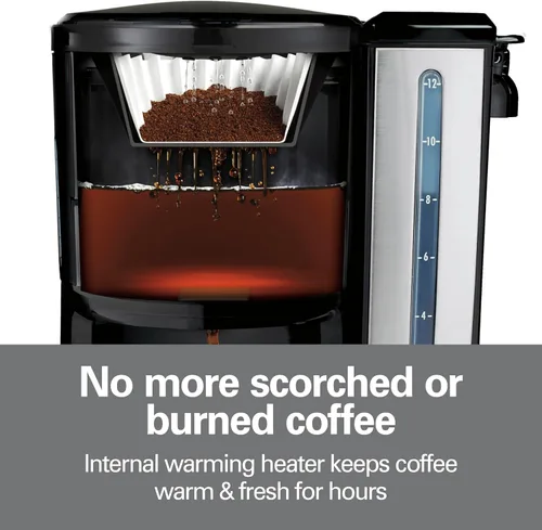 Miniatura 3 de Hamilton Beach BrewStation (47950) - Cafetera para 12 tazas, máquina de café programable Negro y plateado