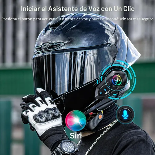 Miniatura 6 de Auriculares Bluetooth para casco de motocicleta, intercomunicador de 2 vías, 550 yardas, sonido HIFI, cancelación de ruido, compartir música, 1000