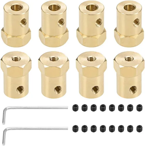 Miniatura 6 de uxcell Acoplador hexagonal de 0.236 in con eje hexagonal de latón con eje de latón conector flexible para ruedas de coche, neumáticos, motor de eje