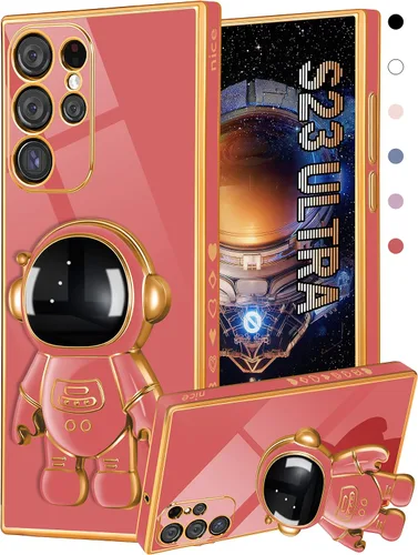 Miniatura 9 de Funda de teléfono para Galaxy A14 5G, diseño de astronauta linda para mujeres y niñas, con soporte oculto de astronauta, diseño 6D para Samsung