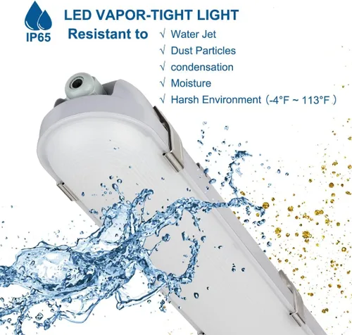 Miniatura 3 de DAKASON Luz LED hermética de vapor de 4 pies 60 W 6600 lm (120 W equivalente), luz LED impermeable para tienda al aire libre, 5000 K, IP65, 100-277