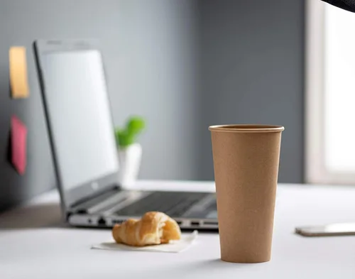 Miniatura 6 de GUSTO [100 vasos de papel kraft desechables, tazas de café caliente marrón sin blanquear, tazas ecológicas (20 onzas, Kraft)