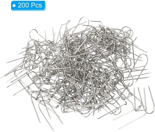 Miniatura 3 de PATIKIL Pasadores de horquilla, 200 pines de acero inoxidable para coser en U de 0.9 pulgadas, pasadores de doble bloqueo para coser joyas, tela