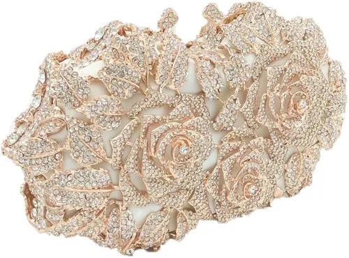 Miniatura 3 de Boutique De FGG Bolsas de noche de cristal de flores deslumbrantes para mujer formal boda fiesta cóctel bolso de mano