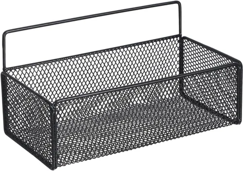OSALADI Estante de almacenamiento de malla montado en la pared de 10.23 x 5.90 x 5.11 pulgadas, estante de alambre negro para baño, cocina,