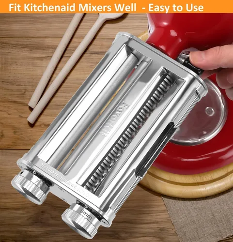 Miniatura 8 de FavorKit Accesorio para hacer pasta para batidoras de pie KitchenAid, juego resistente 3 en 1 incluido rodillo de hojas de pasta, accesorios