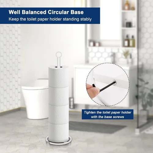 Miniatura 4 de NearMoon Soporte de papel higiénico para baño, soporte independiente con reserva, soporte para 4 rollos de papel higiénico para espacio en Blanco