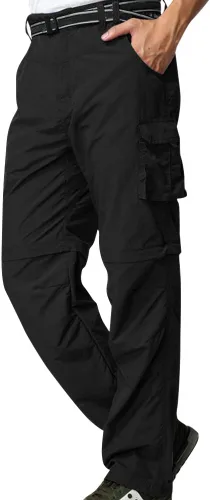 Pantalón tipo cargo de secado rápido y peso ligero para hombre. Con cremallera para convertirlo en pantalón corto. Ligero, para el trabajo,