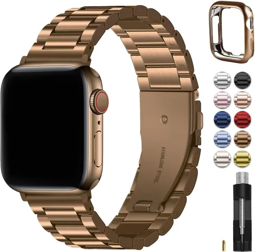 Miniatura 16 de Fullmosa Banda de Metal Compatible con Correas de Apple Watch de 1.61, 1.58, 1.5, 1.81, 1.93, 1.77, 1.73, 1.65 pulgadas, Correa iWatch con Estuche