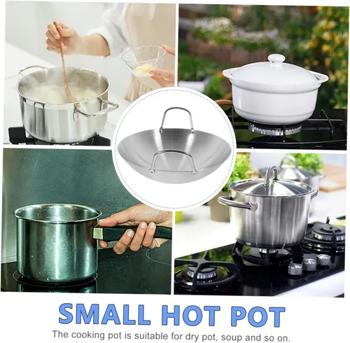Miniatura 3 de jojofuny Wok de acero inoxidable con fondo redondo de gran capacidad para cocina de inducción, utensilios de cocina con asas dobles para uso