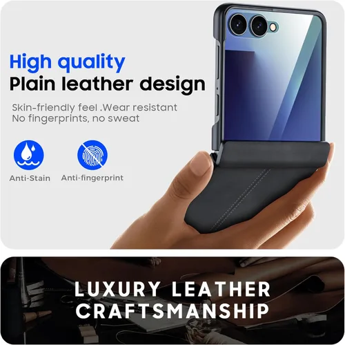 Miniatura 5 de para Samsung Galaxy Z Flip 7 Funda con protección de bisagras y protector de pantalla incorporado, funda de cuero mate de policarbonato ultradelgada
