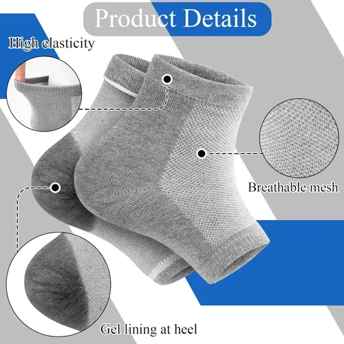 Miniatura 4 de Calcetines hidratantes, calcetines sin dedos para mujer para tratamiento de talón seco y agrietado, calcetines de silicona para mujer
