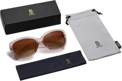 Miniatura 6 de SOJOS Gafas de sol cuadradas vintage para mujer, polarizadas, protección UV, marco Havana SJ2111