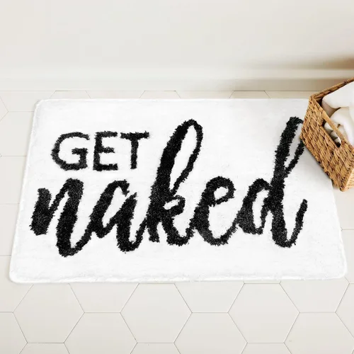 Miniatura 17 de Get Naked - Alfombra de baño larga, alfombra de baño súper suave y divertida, antideslizante, alfombra blanca y negra, alfombra absorbente de agua