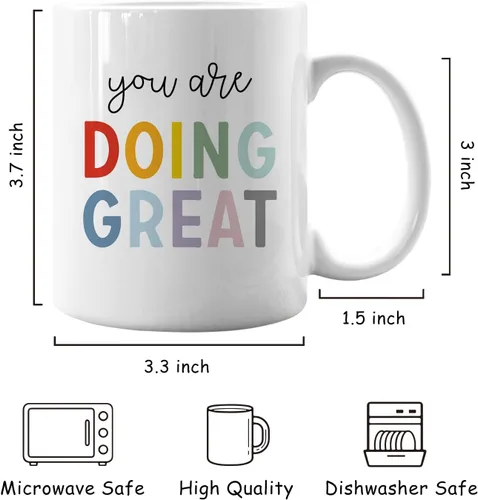 Miniatura 6 de IWXYI Taza de café con texto en inglés "You Are Doing Great con texto en inglés "You Are Doing Great", taza de café de 11 onzas, regalo inspirador