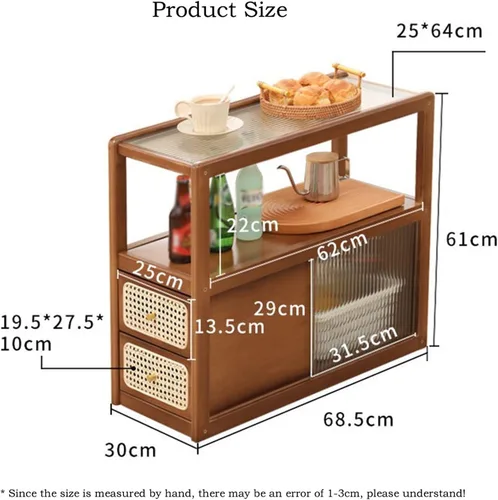 Miniatura 3 de TOMYEUS Aparador de buffet, estante simple para sala de estar, armario lateral de cristal, armario de cocina, armario de té móvil, armario