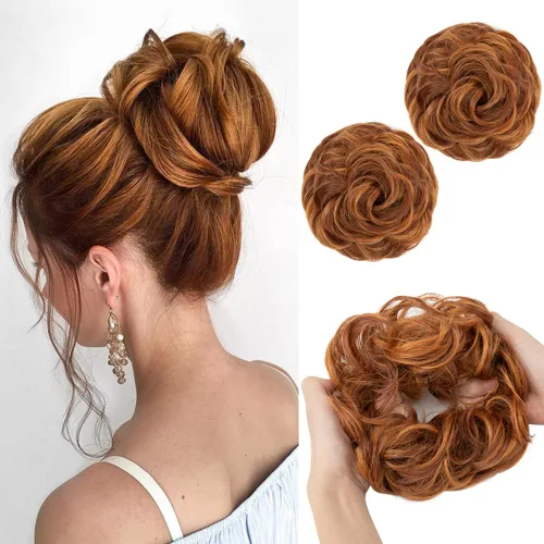 Miniatura 11 de SARLA 2 piezas de cabello desordenado color burdeos, onduladas, rizadas, sintéticas, coleteros falsos, extensiones de cola de caballo para mujeres