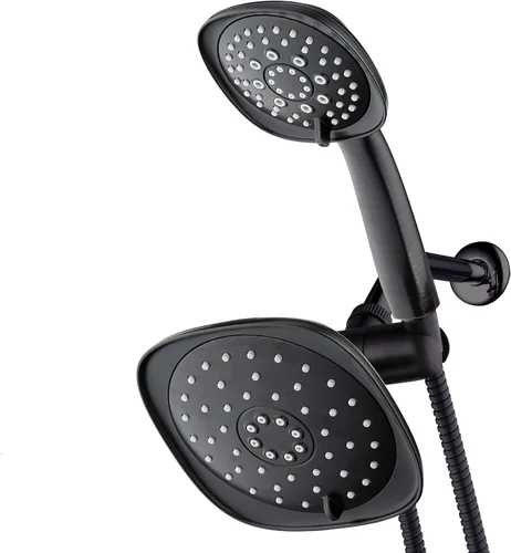 Miniatura 10 de AquaDance - Combo de cabezas de ducha de alta presión, gigantes, de 7.3 pulgadas, con cromado de lujo, una fija y otra manual. Manguera de acero
