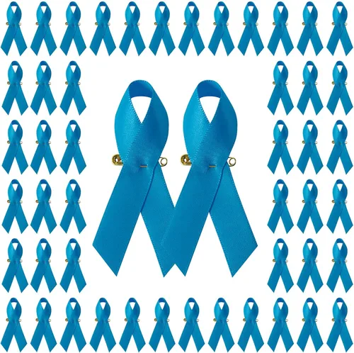 WANDIC Alfileres de satén de cinta de poliéster, alfileres de cinta de concientización sobre el cáncer, broche de conciencia de fe de esperanza para