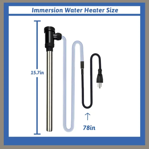 Miniatura 6 de Calentador de agua sumergible de 1500 W, calentador de agua eléctrico portátil para piscina y bañera de hidromasaje con control de temperatura