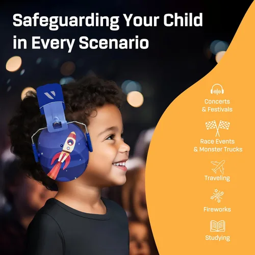 Miniatura 4 de Vanderfields - Protectores de oídos para niños, orejeras con cancelación de ruido, auriculares para niños, autismo, niños pequeños, niños rocket