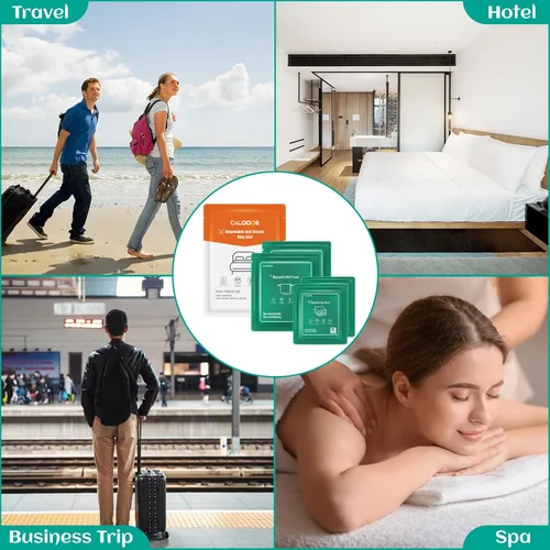 Miniatura 21 de Sábanas desechables para hotel, artículos esenciales de viaje con 2 toallas de baño desechables, 2 toallas faciales desechables y 4 piezas