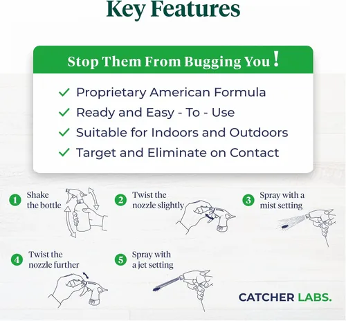 Miniatura 5 de Catcher Labs - Aerosol natural para insectos para uso en interiores y exteriores Hormigas, cucarachas, arañas, moscas, pulgas, insecticidas