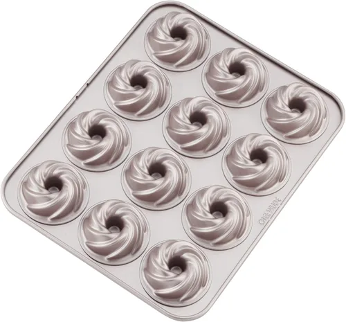 Miniatura 12 de CHEFMADE Molde de donas para tartas, 12 cavidades antiadherentes en forma de oso para hornear al horno (dorado champán)