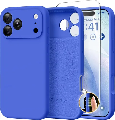 Miniatura 26 de GolbinBox Funda magnética para iPhone 17, compatible con MagSafe, cubierta de silicona integrada para control de cámara, funda de silicona líquida a