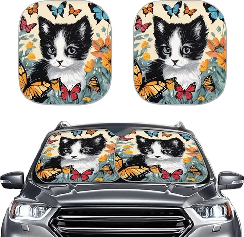 Miniatura 19 de Parasol para parabrisas de automóvil con estampado de playa tropical, protección universal para proteger el interior del automóvil, bloquea