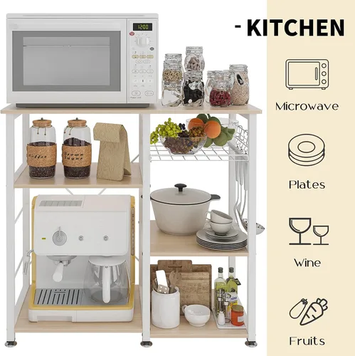 Miniatura 4 de SogesPower Estante de almacenamiento de 3 niveles para cocina, soporte para microondas, organizador de almacenamiento de utilidad, estante
