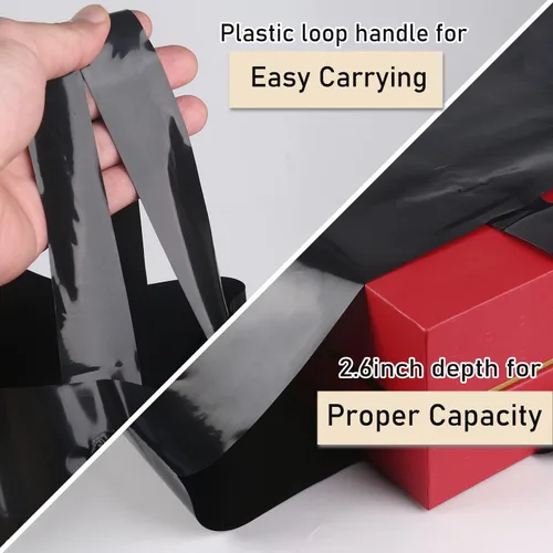Miniatura 6 de Bolsas de agradecimiento de mercancía 50 piezas 10 x 12 pulgadas en negro Bolsas de agradecimiento a granel - Bolsas para clientes extra gruesas
