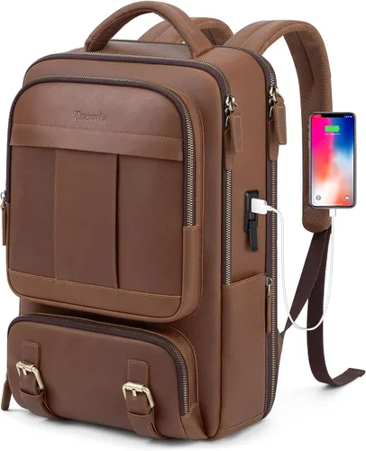 Miniatura 8 de Tzowla - Mochila de tela para portátil, mochila para hombres y mujeres, mochila para trabajo y viajes, compatible con portátil de 15.6 pulgadas