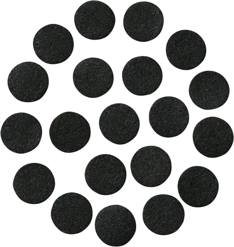 Círculos de fieltro adhesivos negros: variedad de tamaños: ½", ¾", 1" o 1.5" de ancho; tamaños de paquete para precios al por mayor, calcomanías