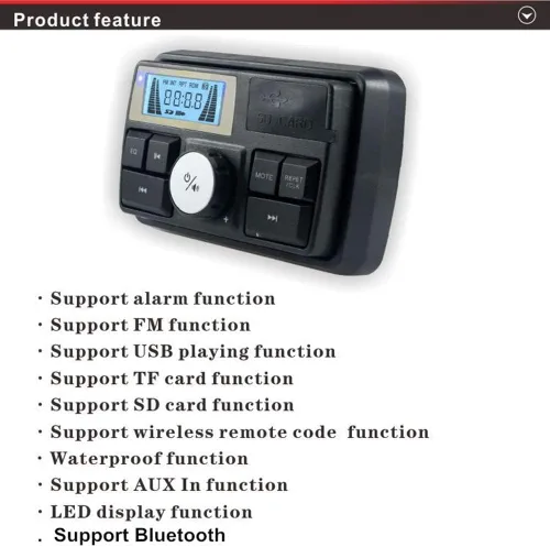 Miniatura 4 de Radio de 12 V 3 pulgadas motocicleta ATV UTV carrito de golf impermeable antirrobo Bluetooth altavoz USB TF U disco FM Radio sistema estéreo (negro)