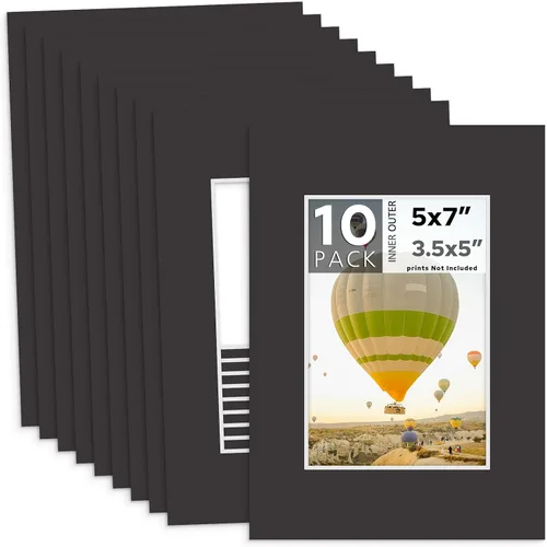 Miniatura 25 de MBC MAT BOARD CENTER, Paquete de 5 paspartús negros de 4x6 para fotos de 3x5, corte biselado, libre de ácido, grosor de 4 capas