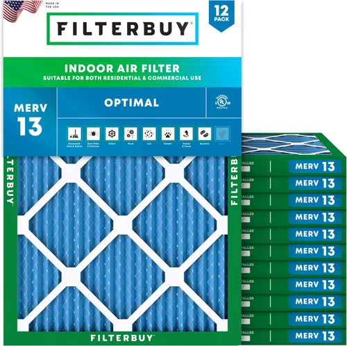 Filterbuy Filtro de aire de 8 x 14 x 1 pulgadas MERV 13 de defensa óptima (paquete de 12), filtros de aire de repuesto plisados HVAC para calderas