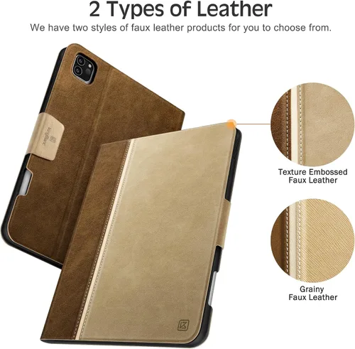 Miniatura 8 de KingBlanc Funda para iPad Pro de 11 pulgadas de 4ª/3ª/2ª/2ª generación (2022/2021/2020) con soporte para lápices, funda de soporte bicolor de cuero