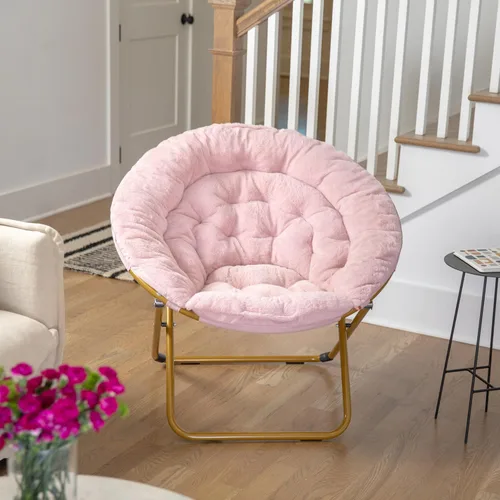 Miniatura 12 de BizChair Silla plegable de gran tamaño, silla de luna de piel sintética negra, marco de metal negro, silla plegable portátil de 38 pulgadas