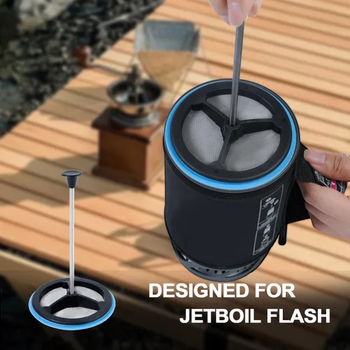 Miniatura 7 de Paquete de 2 cafeteras de prensa francesa de silicona compatibles con estufas de camping Jetboil Flash, cafetera de prensa francesa para estufas