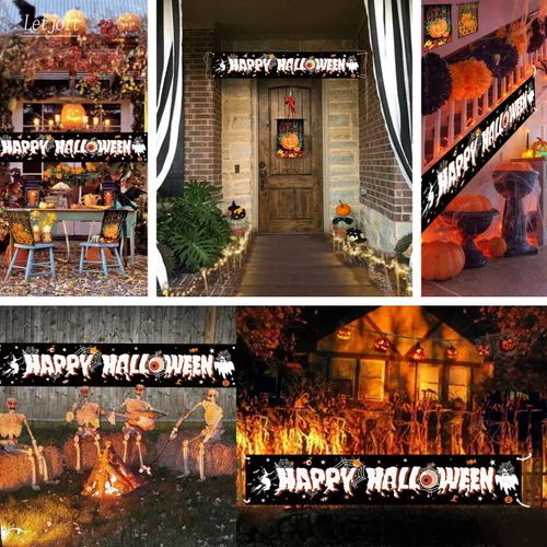 Miniatura 3 de Cartel de Feliz Halloween para fiesta de Halloween, carteles decorativos gigantes del Día de las Hallowmas para celebrar, suministros para valla