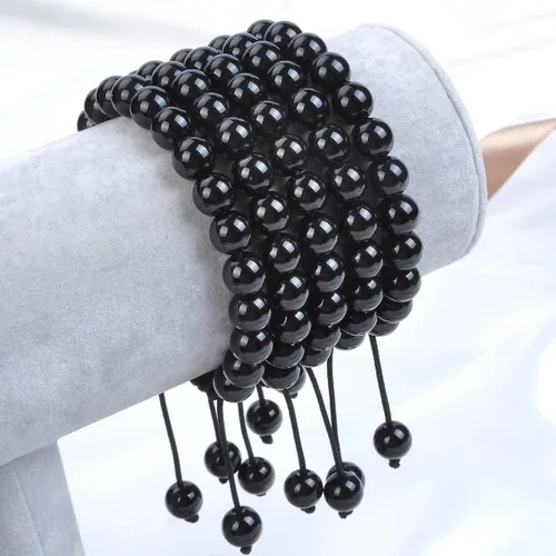 Miniatura 2 de Massive Beads - Pulsera de cuentas de cristales de macramé con poder curativo natural unisex ajustable 516 pulgadas 8 mm Piedra