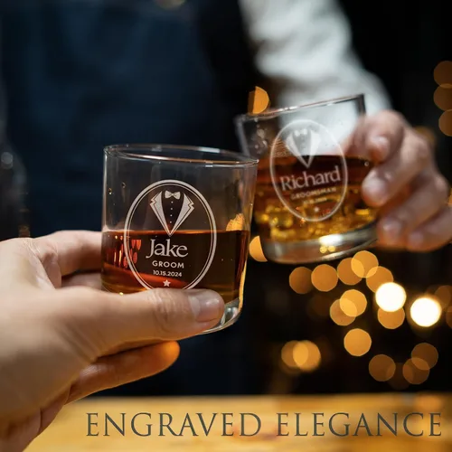 Miniatura 5 de D1 - Vaso de whisky personalizado para padrinos de boda, recuerdos de despedida de soltero personalizados y regalos para el mejor hombre