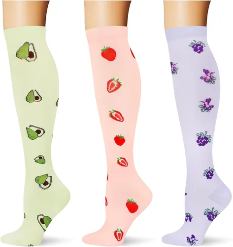 Miniatura 42 de (3 pares) Calcetines de compresión 20-30 mmHg, calcetines largos hasta la rodilla para mujeres y hombres, soporte atlético, para viajes y uso diario