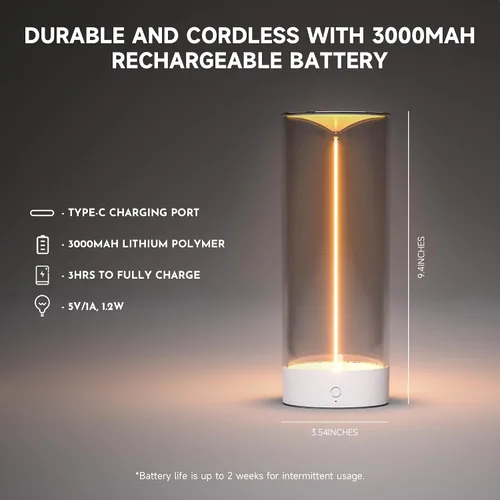 Miniatura 4 de AUGE LIGHT Lámpara de Escritorio Minimalista Inalámbrica Lámparas de Mesa LED Recargables Modernas Luces de Mesa de Noche Regulables con 3 Niveles