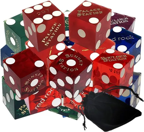 Miniatura 8 de Authentic Nevada Casino Dice Set 19mm Craps Dice (3 Pairs, 6 Dice) Table-Played Mixed Assortment Lake Tahoe Casinos